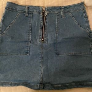 DENIM JEAN SKIRT WITH ZIPPER